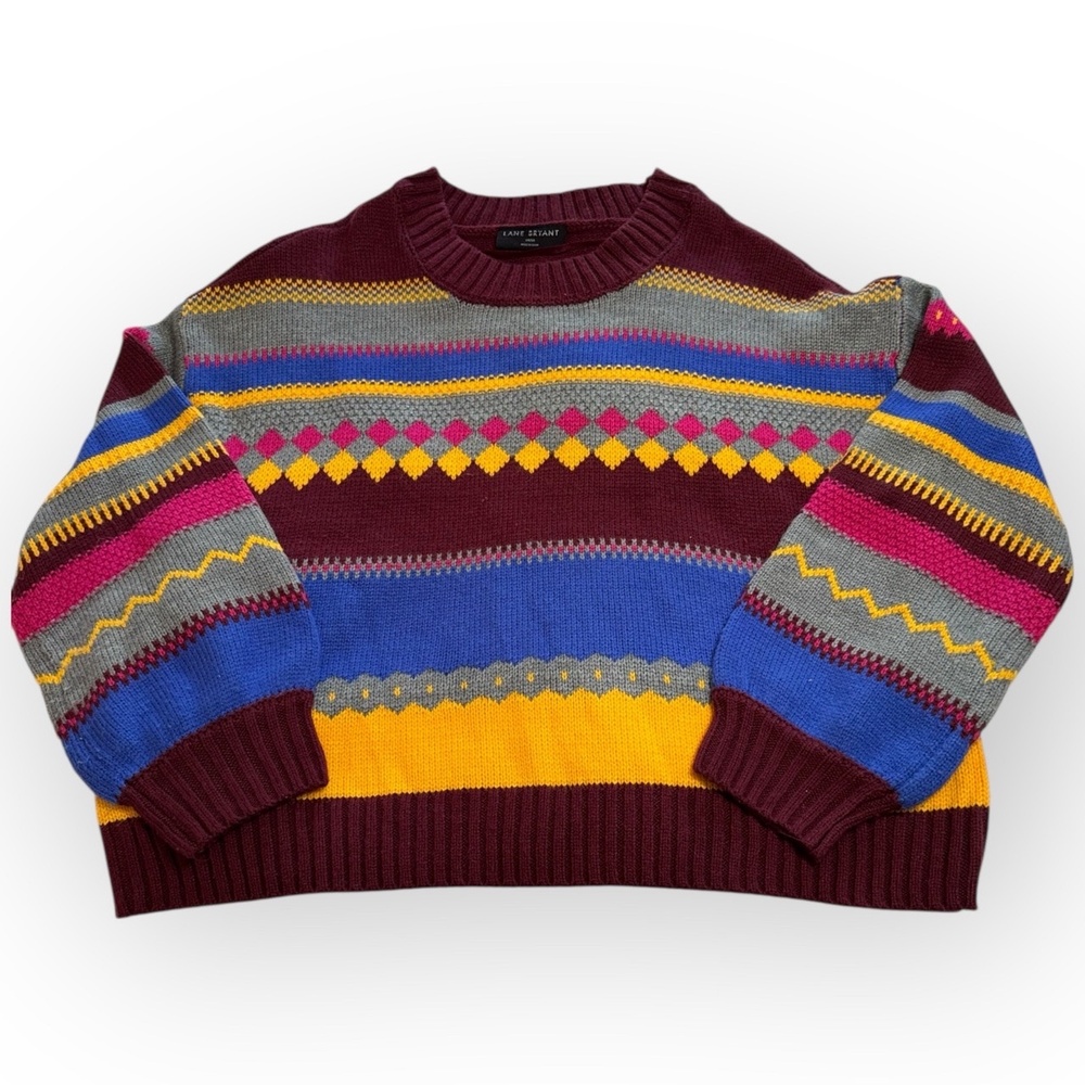 NWOT Lane Bryant Fair Isle Crew Neck Sweater – Size 14/16 – Bright Multicolor - Picture 4 of 9